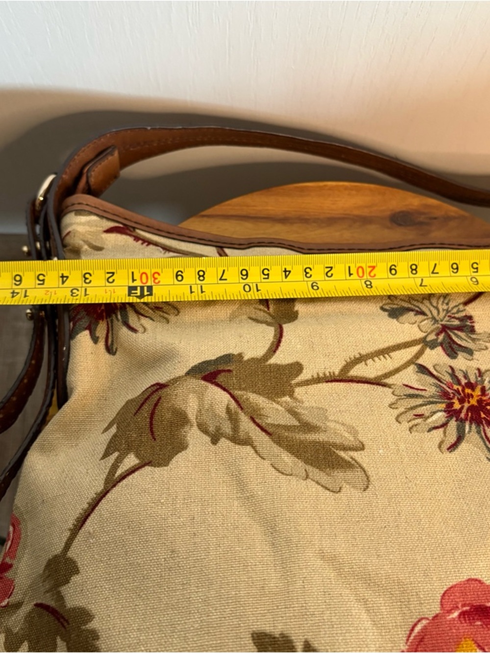 Etiene Aigner Beige Floral Canvas Shoulder Bag Vintage Cottagecore Boho - Picture 9 of 11